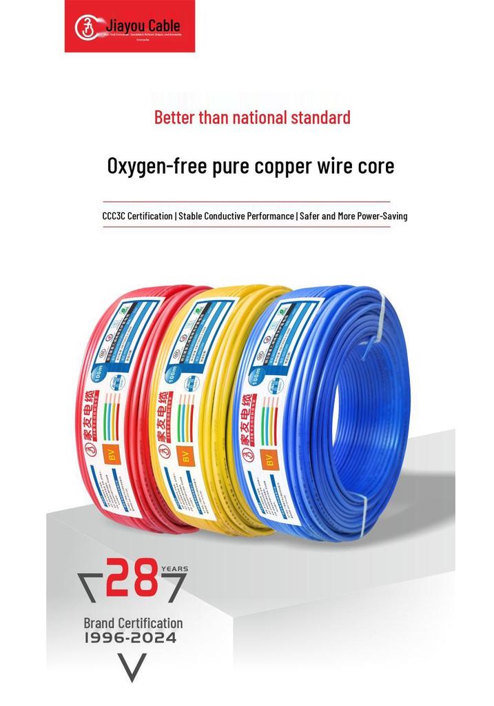 JiaYou BV Pure Copper Single Core Electrical Wire - Ground Cable 1.5/2.5/4/6 Sq mm