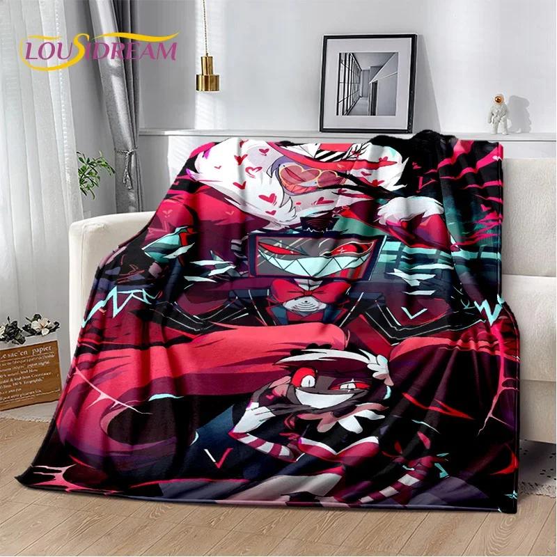 Cartoon H-Helluva Boss Blitzo H-Hazbin Hotel Soft Flannel Blanket for Bed Bedroom Sofa Picnic,Throw Blanket for Outdoors Leisure