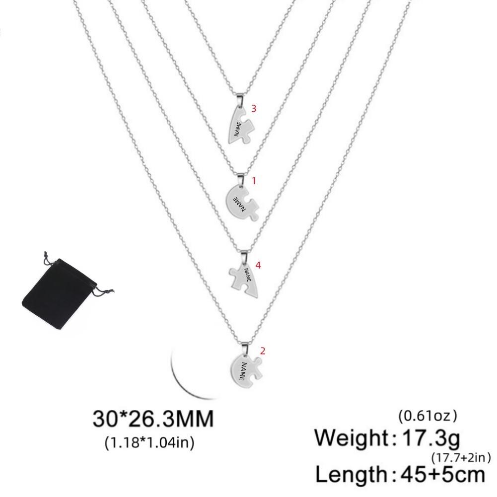 Customized Name Heart shaped Puzzle Necklace Stainless Steel Personalized Love Puzzle Friendship Necklace Family Jewelry Gift