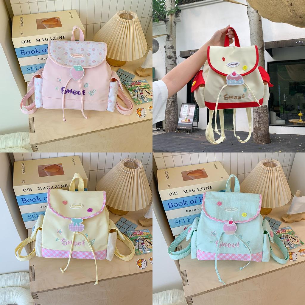 Girl Teen Nylon Casual Backpack With Pouch For Travel And School