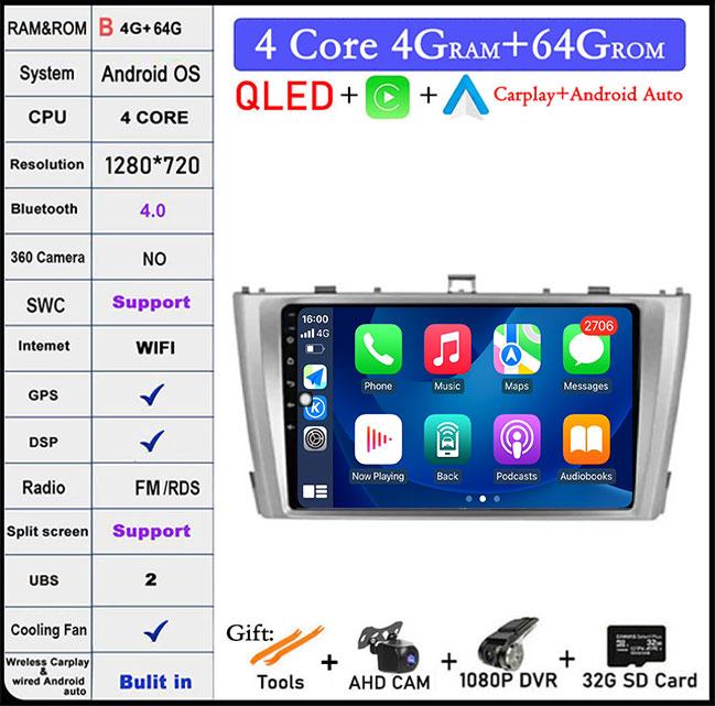 Android 14 For Toyota Avensis T27 2009 -2015 Carplay Auto Car Radio GPS Navigation Multimedia Player DSP Stereo 4G