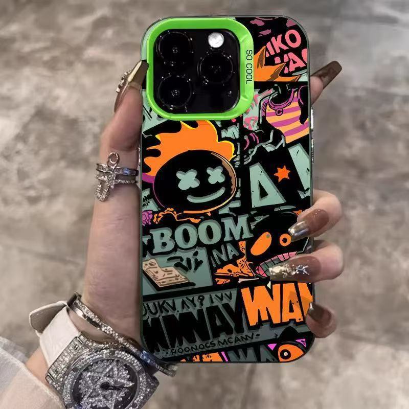 Graffiti Streetwear Cartoon Handyhülle für iPhone 17 Air 16 15 14 11 Pro 13 12 XR 8 7 Matt Laser Bumper Stoßfestes Hartschalen Cover