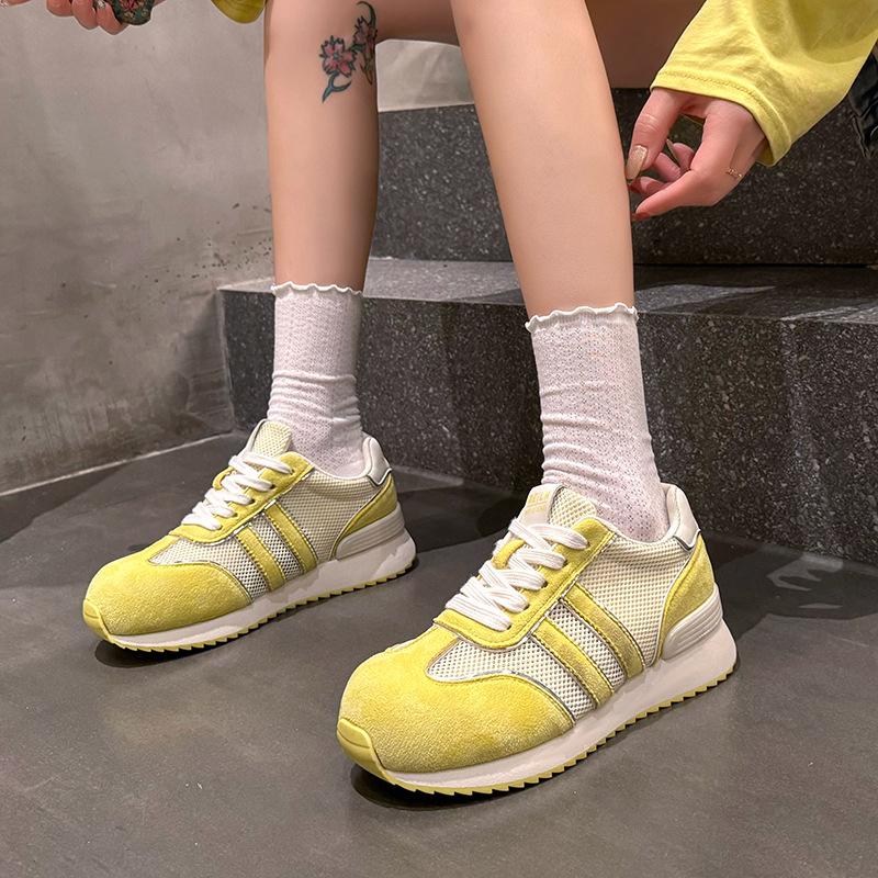 Thin Forrest Gump Shoes Women's 2025 Autumn New Thick-soled Heightened Mesh Breathable Casual Sports Shoes Lightweight Dad Shoes