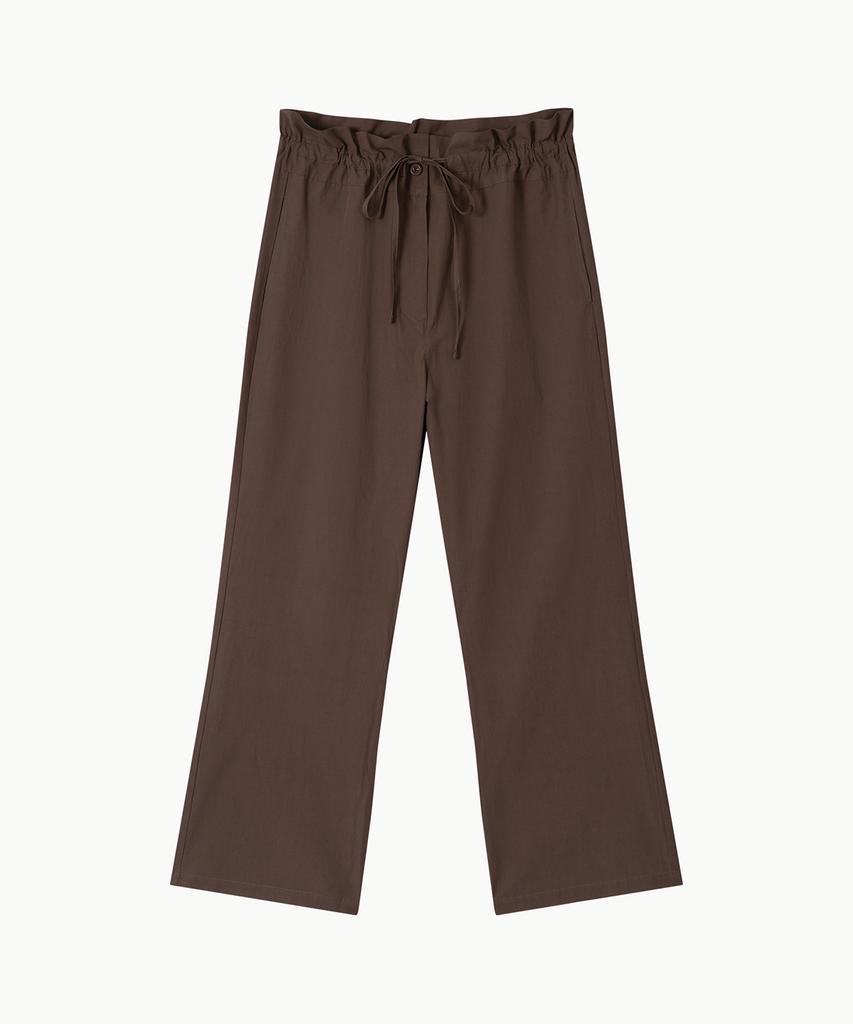 Leondi Middle String Linen Trousers - Brown