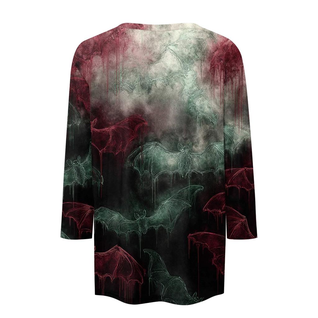 Dames T-shirt T-shirt Print Knoop 3/4 Mouw Dagelijks Weekend Mode Basic V-hals Normaal Top