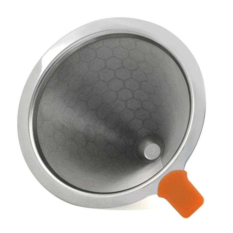 Filtru de cafea din oțel inoxidabil, reutilizabil, turnat peste picurator de cafea cu suport, cu plasă dublă, filtru conic fără hârtie, accesorii pentru cafea