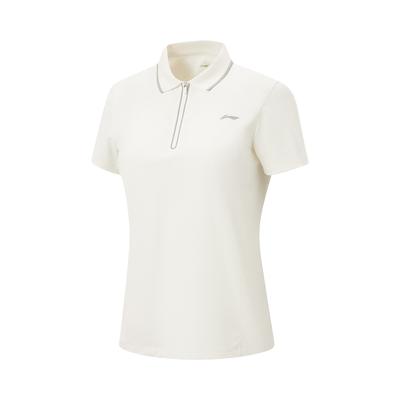 Li Ning Fitness Series Logo Stitching Zipper Short Sleeve Polo Shirt Women Tops APLW288-1