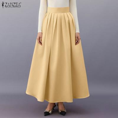 Women Casual Elastic Waist Summer Loose A-line Long Skirts