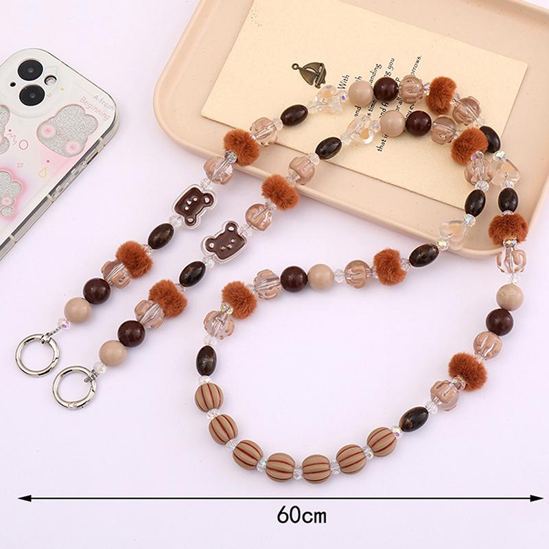 Colorful Acrylic Diagonal Doll Strap Cross Chain Handmade Beaded Bag Decoration Mobile Phone Case Pendant Jewelry