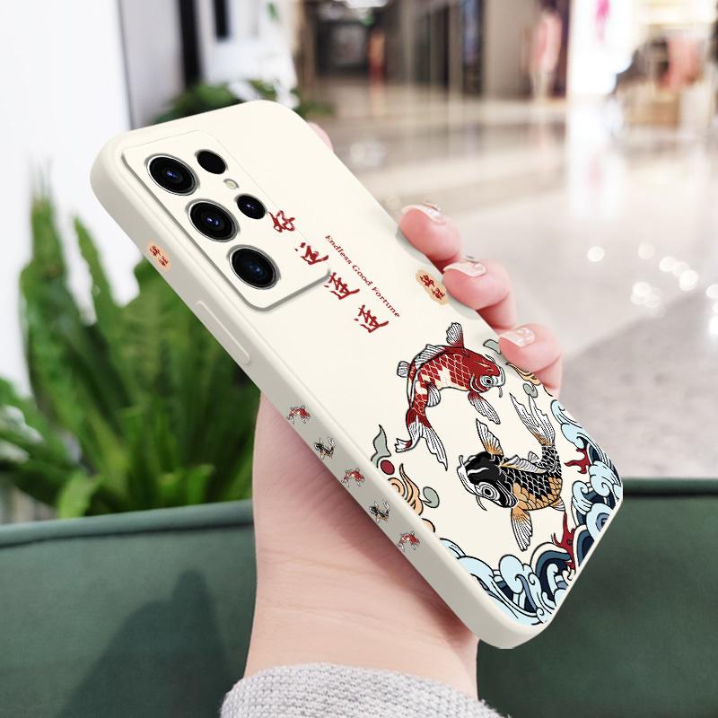 Good Luck Carp Phone Case For Samsung Galaxy S25 S24 S23 S22 S21 S20 S10 S10E Ultra Plus FE Note 20 Ultra Plus Cover