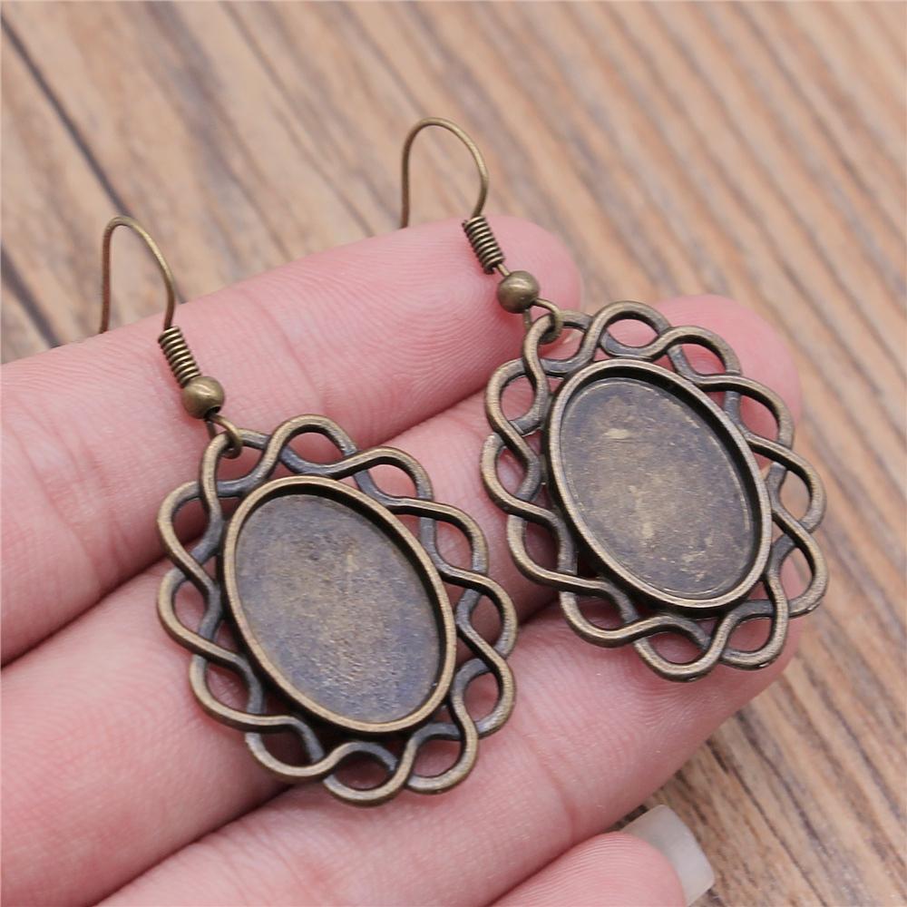 Fit 13x18mm Cabochons Oval Blank Setting Bezel Blank Cabochon Earring Base For DIY Earring Making