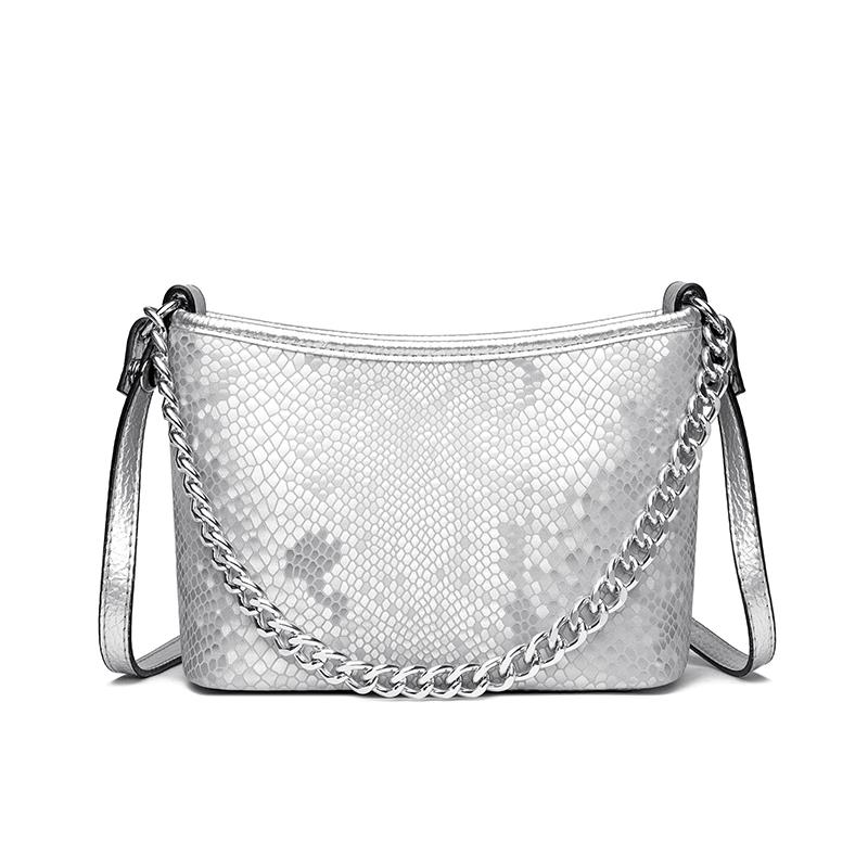Gradient Snake Pattern Small Shoulder Bags 2025 New Fashion Chain Bucket Bag Street PU Leather Women'S Bag
