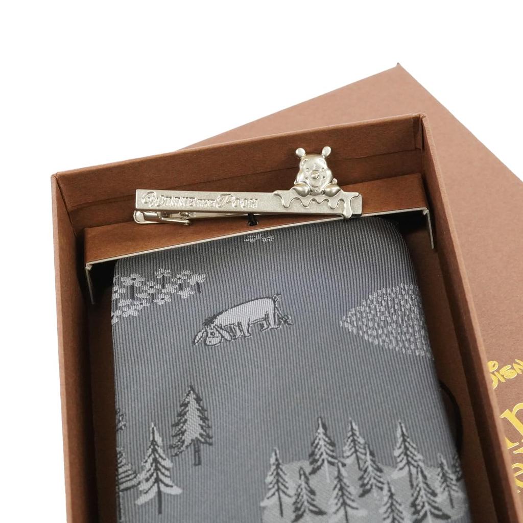 Tie Tie Bar Box Set the Pooh Pattern x Hiyokkori Tie [Disney] & (Winnie One-Point Bar)