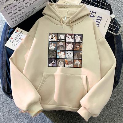 Meme Cats Hoodies Fashion Casual Fleece Long Sleeve Sweatshirts Women/Unisex Kawaii Cute Comfortable Moletom Graphic Print Clothes