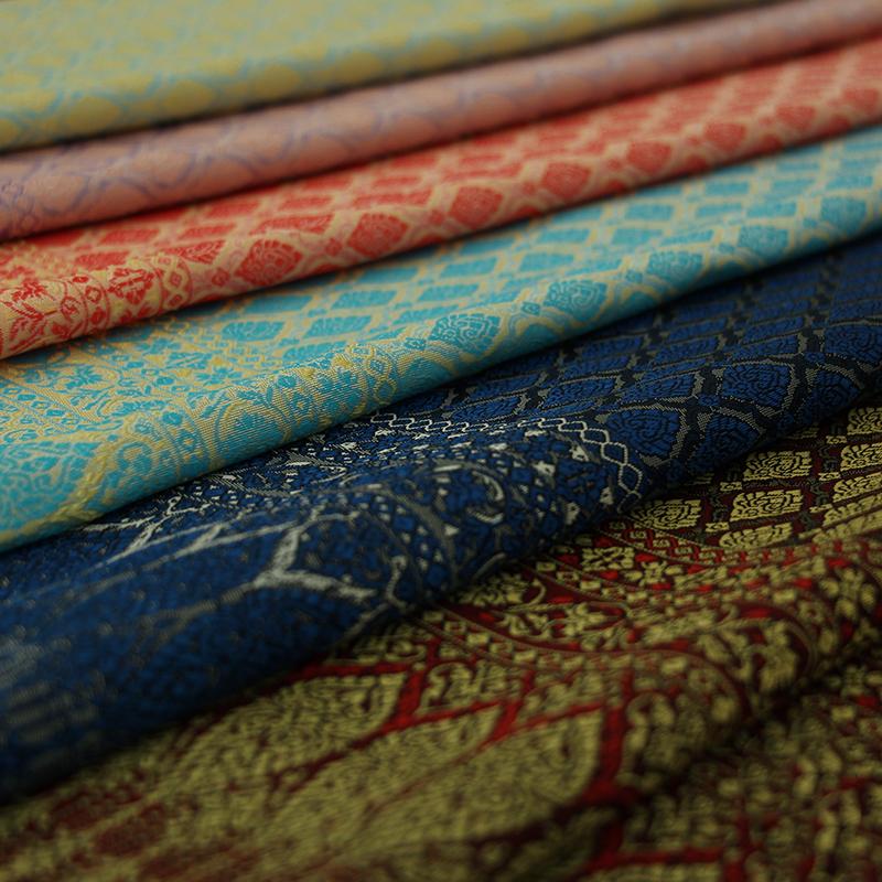 50X100Cm Tela de Traje Tradicional Étnico Dai Tailandés Brocado Tejido Sudeste Asiático Falda Recta Coser DIY Tela Falda Vestido Tubo