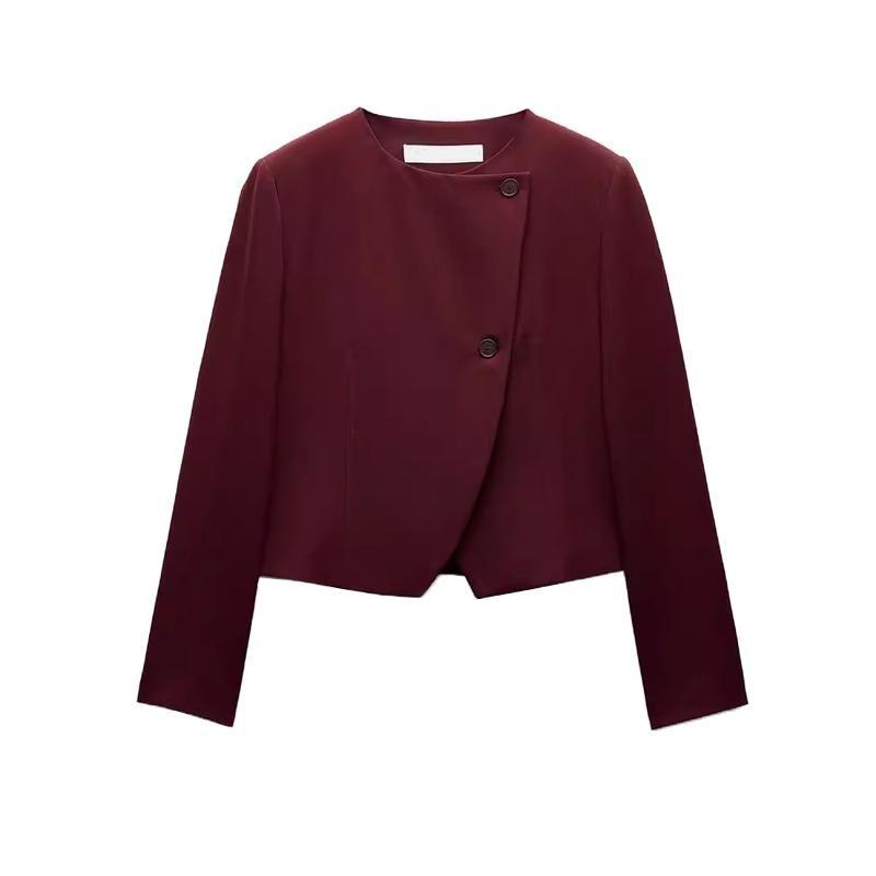 Spring New Women's Clothing Fashion Wind Decorated Row Button Easiest for Match Round Neck Short Long-Sleeved Jacket Outwear 9330707