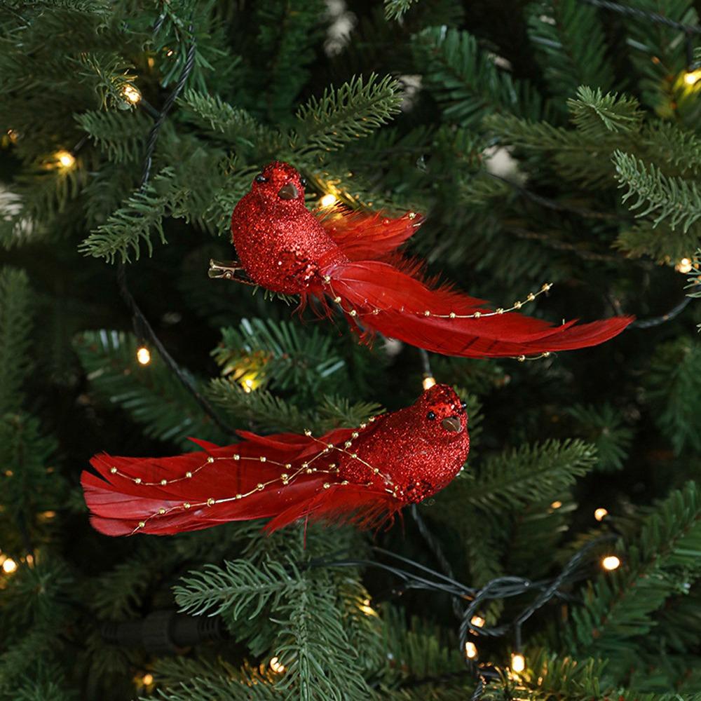 Realistic Simulated White Bird Pendant Artificial Christmas Tree Decoration  Holiday Festival Decor