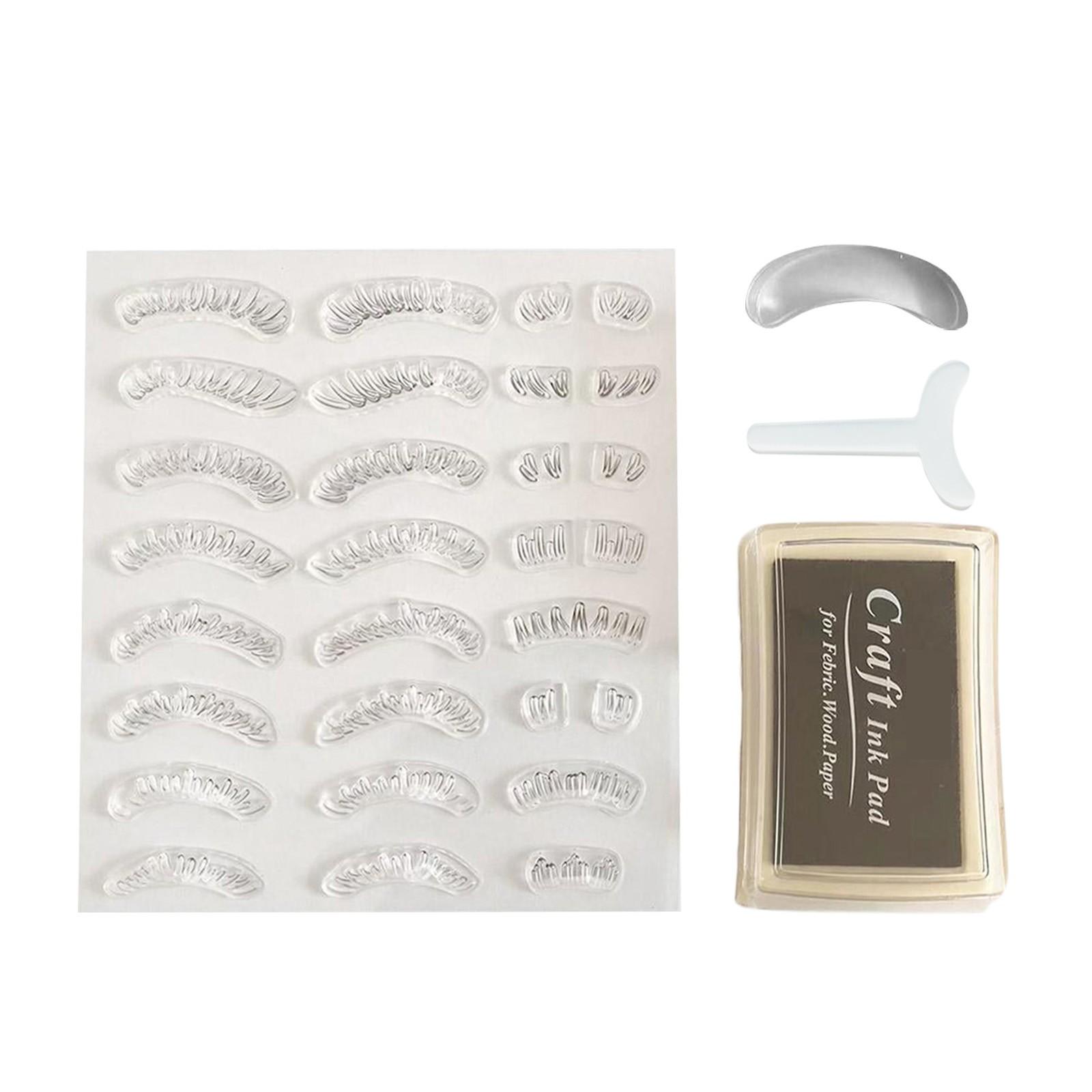 

16 комплектов уплотнителя для ресниц Силиконовый уплотнитель для ресниц Уплотнение для нижних ресниц Уплотнение для ресниц + черная жидкая подушечка + акриловая подводка для глаз Макияж Красота Поддельное уплотнение для ресниц белый