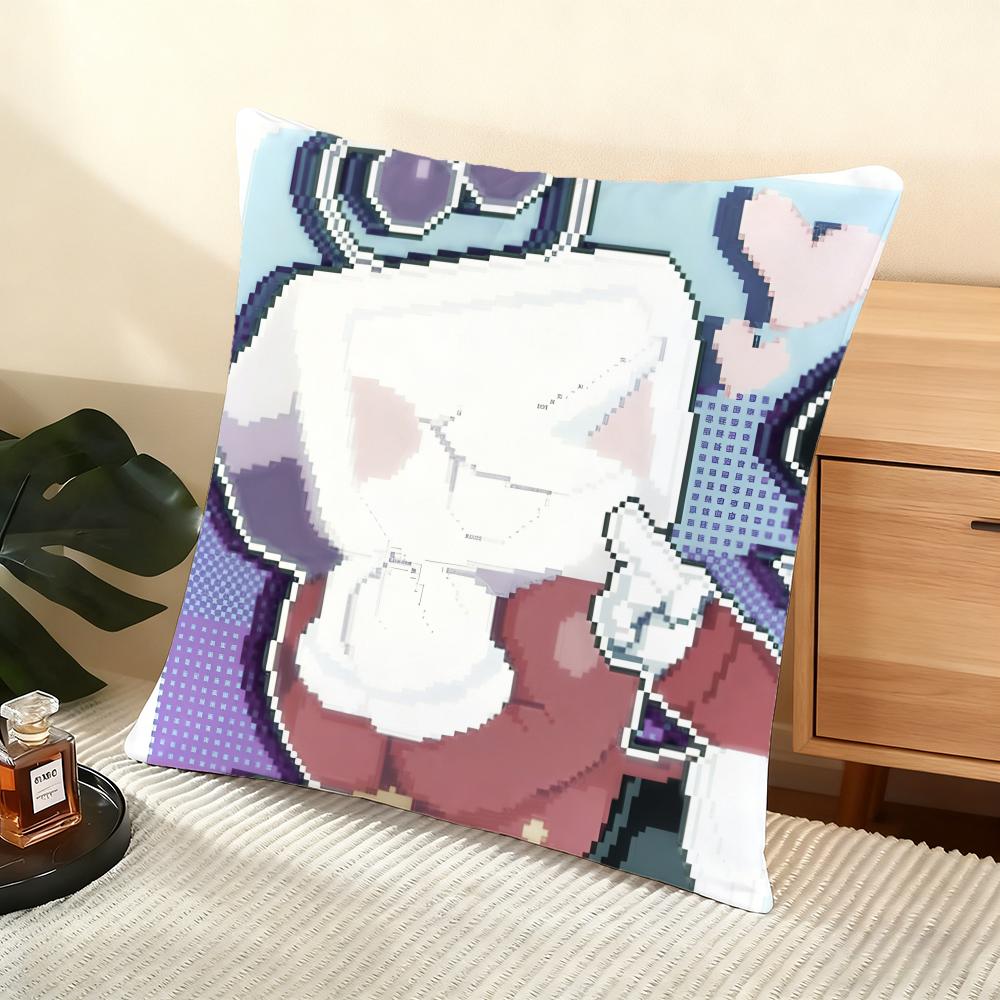 D-Deltarune Cushion Cover Soft Short Plush Pillow Cover Smooth Cozy Texture Aesthetic Cushion Case Home Decor