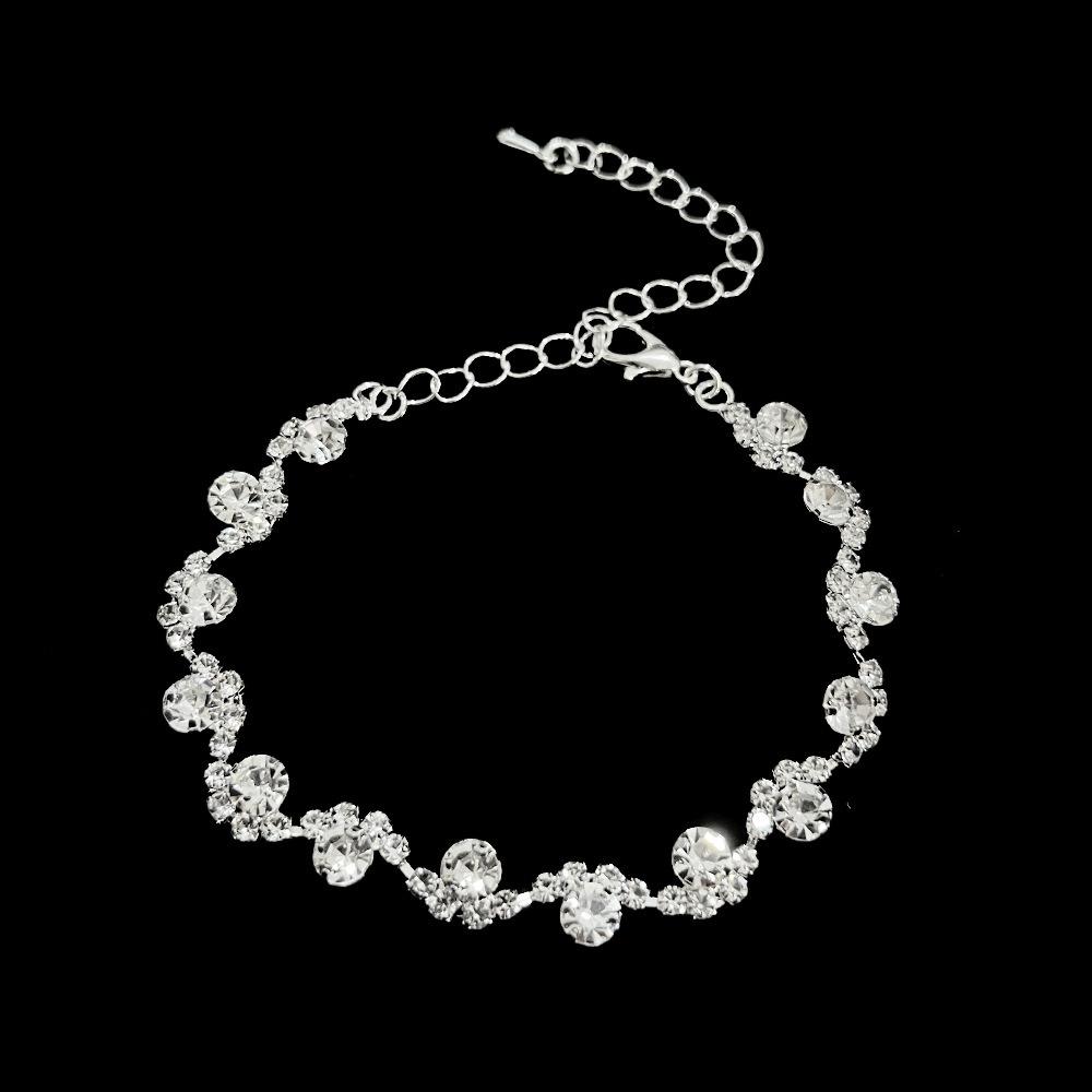 

Модные, женские свадебные украшения с бриллиантами, элегантный браслет с блестящими волнами и стразами