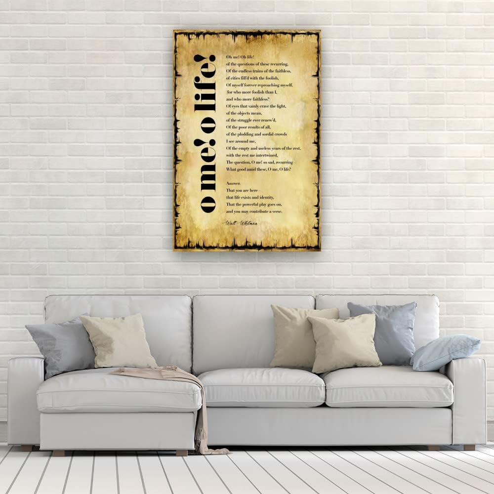 O Me! O Life! Poem Wall Art Walt Whitman Quotes Posters for Home Artwork for Kitchen Painting Prints on Canvas Decorations Printing Pictures Giclee