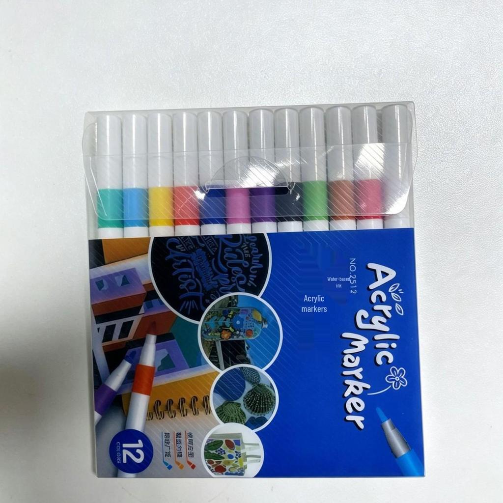 80-Color Acrylic Watercolor Markers Set for Kids - PVC Box with Layerable Graffiti Paintbrushes