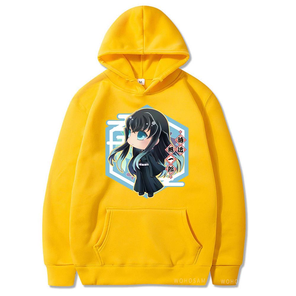 Hot Anime Demon Slayer Muichiro Tokito Kawaii Cartoon Printed Men Women Patchwork Hoodies Harajuku Kimetsu No Yaiba Sweatshirt