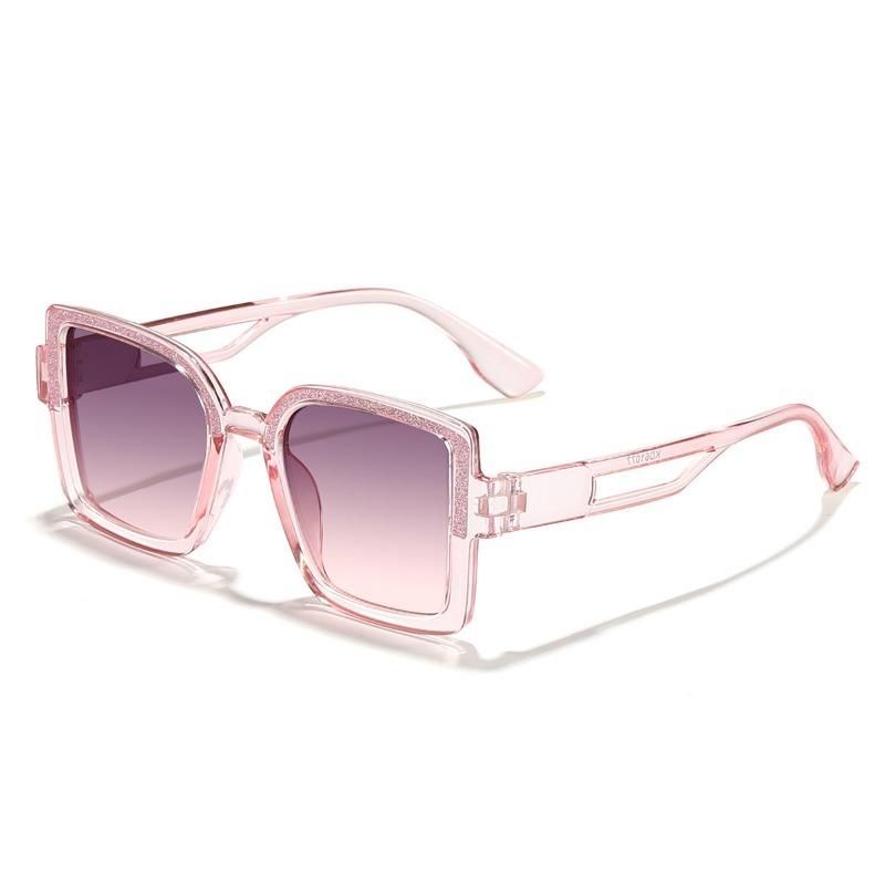 Non-polarized Fashion Square Frame Cute Animal Cartoon Sunglasses Men Women    Retro Fine Glitter Frame Outdoor Sunscreen Eyeglasses