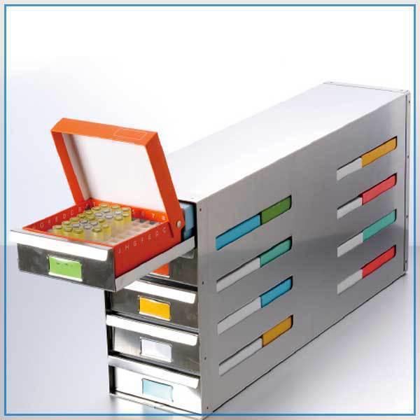 

Барочная стойка для криобоксов из нержавеющей стали, выдвижной ящик с боковым доступом, тип 1, 420x140x295мм 420x140x295mm