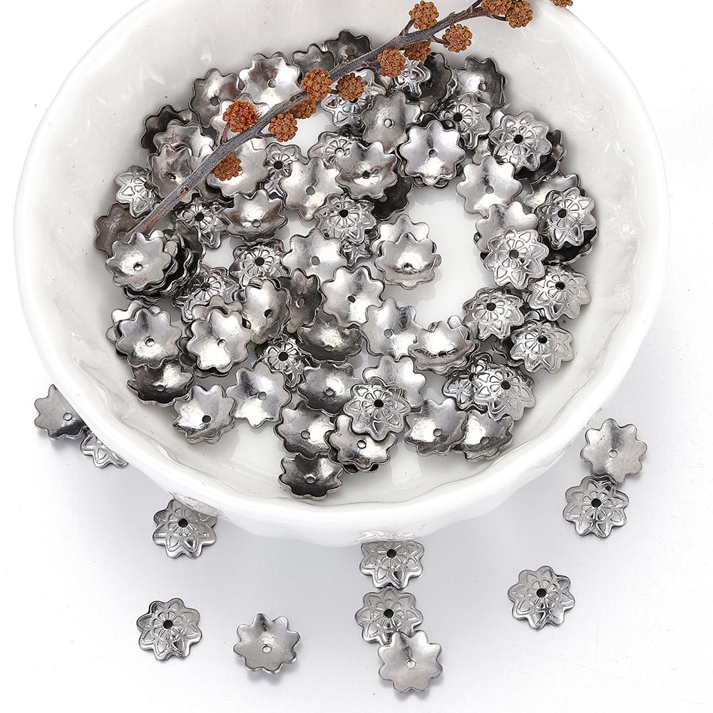 50pcs 7mm Gold Color Stainless Steel Flower Bead Caps for Jewelry Making DIY Components Accessories Beads Base Wholesale