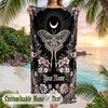 Ethereal Moth Dreamscape Theme Quick Dry Beach Towel Custom Name Text Print Large Sand Resistant Towel Beach Vacation