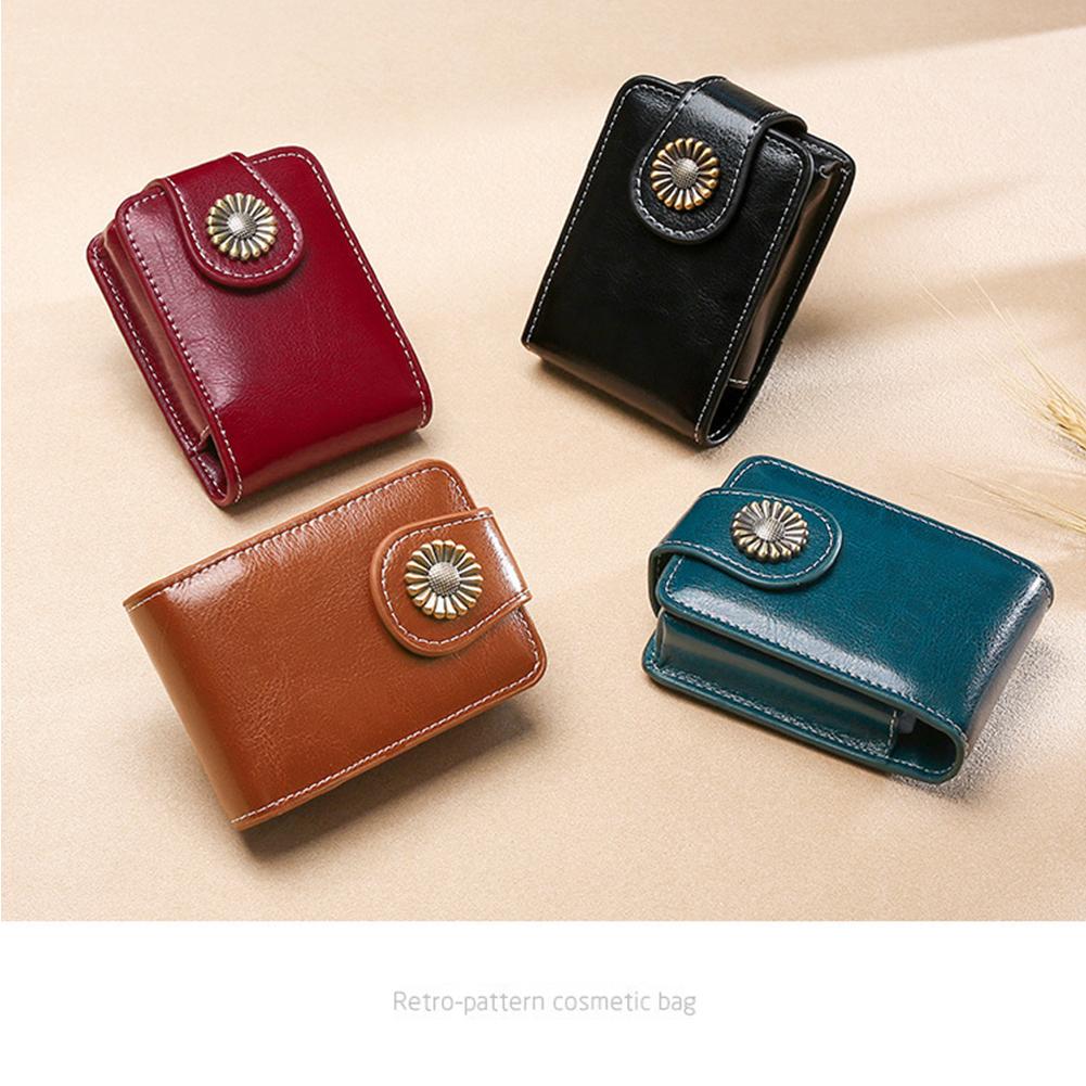 Exquisite Mini Lipstick Makeup Bag with Mirror Portable Cosmetic Pouch for Women Girls Headphone Key Makeup Storage Case