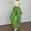 Women's Casual Christmas Print Elastic Waist Loose Fit With Plush Wide Leg Pants