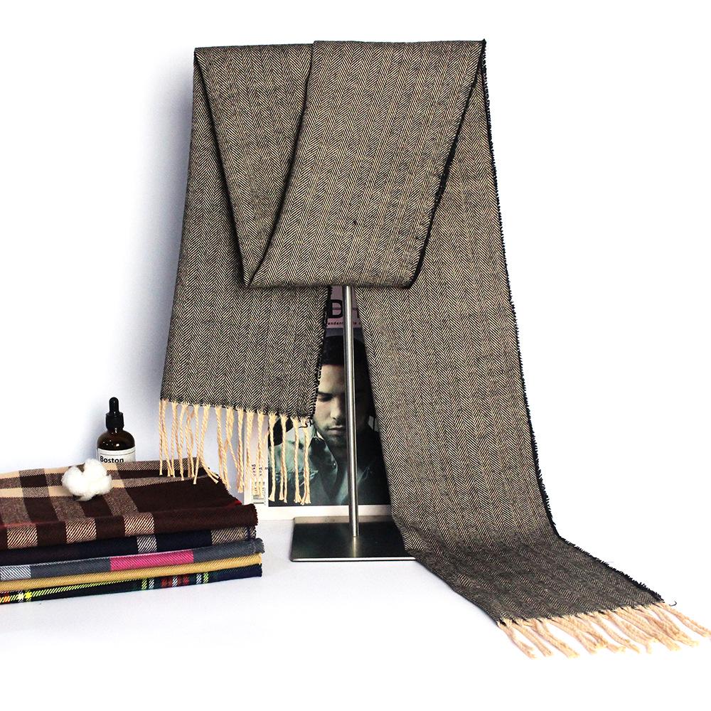 2025 Autumn/Winter Korean Style Imitation Cashmere Plaid Scarf for Men