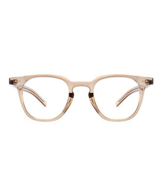 Oateu Ken Brown Crystal Square Transparent Horn-Rimmed Glasses