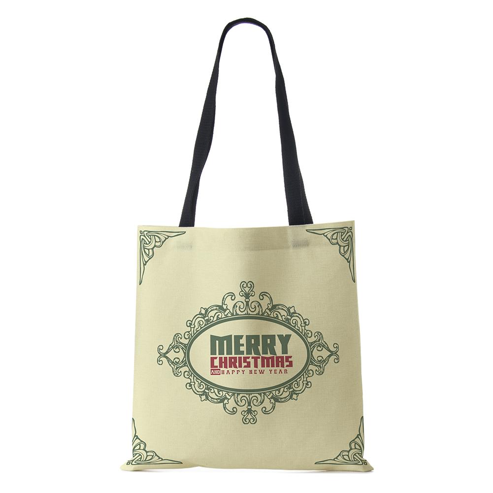 Christmas Snowman Hat Canvas Shopper Bag Merry Christmas Tree Reusable Shoulder Bag Large Capacity Folding Storage Tote Handbag CLE