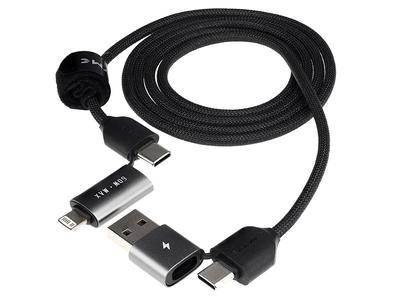 WAYME Microfiber Braided Charging and Sync Cable, 100cm (4in1) USB / C > USB-C / Lightning, Max 60W