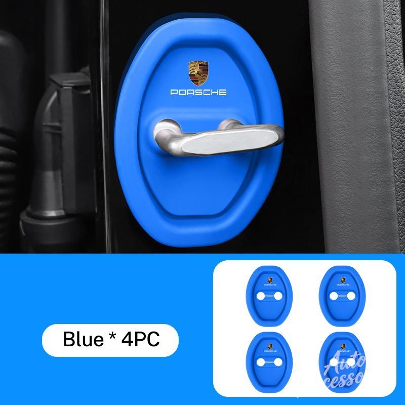 7x9cm Silikon Araba Kapı Kilidi Kapağı Tokası Paslanmaz Koruma Etiketi Porsche Cayenne Panamera Macan 911 Boxster Cayman 918 İçin