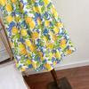 Fresh Lemon Print Suspender Skirt Retro Blue-green Embellishment, Waist-exposed Design Outlines Graceful Figure, Summer Eye-catching