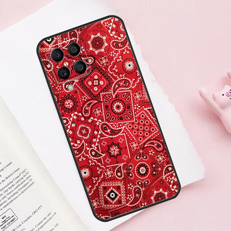 Red Bandana Paisley Case For Samsung Galaxy M13 M53 M16 M36 M56 M06 M52 M32 M12 M54 M34 M14 M35 M55 M15 M11 M31