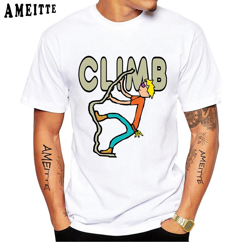 Rock Climbing Climber Funny 3d Print Classic Men T-Shirt New Men Short Sleeve Summer Sport White Casual Tees Hip Hop Tops