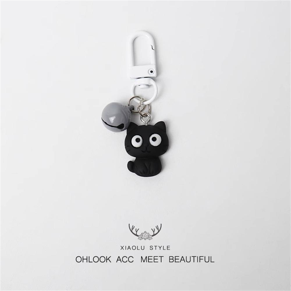 Cute Black White Cat Funny Creative Bell Pendant Backpack Hangings Bag Ornament Accessories Jewelry Gifts Bag Charm
