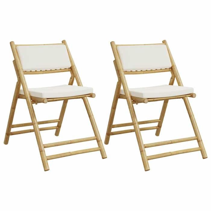 VidaXL Chaises de bistro pliantes lot de 2 et coussins blanc crème, chaise de bistro de jardin, chaise de balcon, chaise de 365871