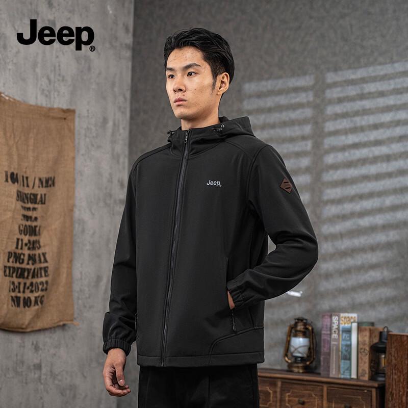 JEEP Men s Hooded Casual Jacket L чёрный
