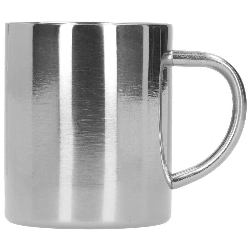 Mug Cup 304 Stainless Steel Double Layer Anti Scald Coffee Tea Water Cup with Handle 400ml(Silver )