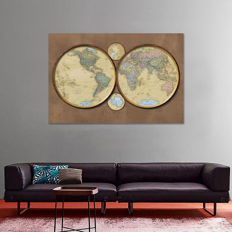 Vintage The World Map Posters and Prints Wall Art Pictures Painting for Office,Home Decoration
