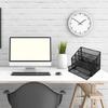 Desktop Metal Pen Organiser with Drawer 5 Compartments Desk Storage Tray Large Capacity Pen Container For Office School