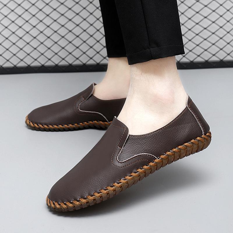 Fashion Lightweight Mens Loafers Male Comfortable Dress Shoe Hot Sale Fashion Mens Slip On Shoes Leather All-match Soft Business Flats