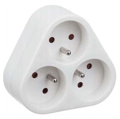 3-socket Splitter with Grounding, Triangle, 3x2PZ, White