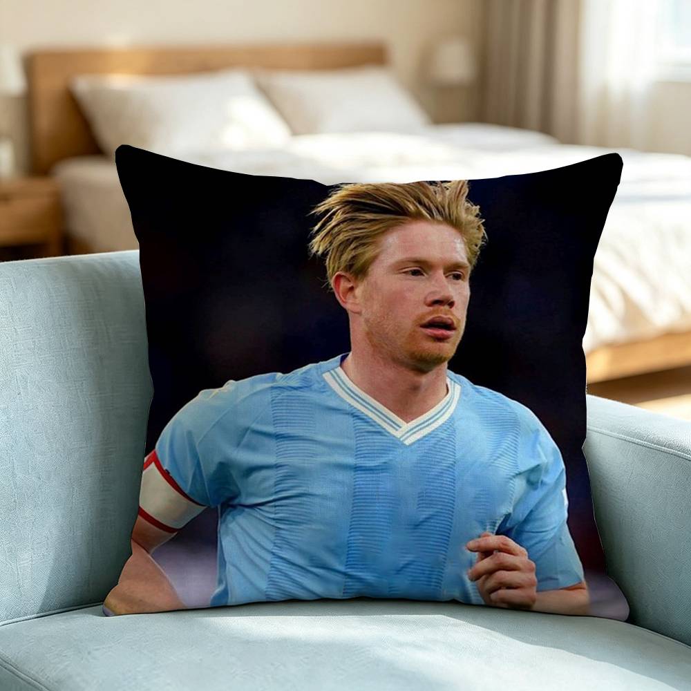 Kevin De Bruyne Football Star-S Square Double-Sided printed Pillow Case Bedroom Bedside Pillow Sofa Cushion Cover Gift